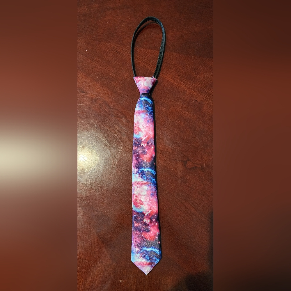 Galaxy Themed Necktie with Zipper Neckband,  EUC Appr 14.5"